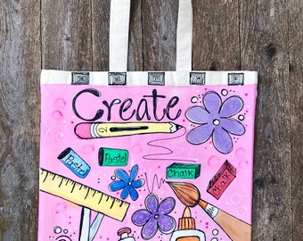 Buy Hand Painted Canvas Tote Bag: Personalized Art Bag Online in