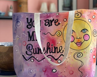 Custom tote bag, Personalized tote bag, Your are my Sunshine tote bag, Large canvas Shopping bag, Beach bag, Easily Personalized Gift, Tote