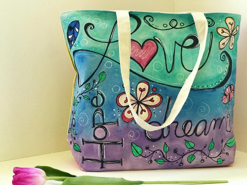 Market Bag Cute Tote Bag Custom Made Tote Bag Art Bag Tote Etsy