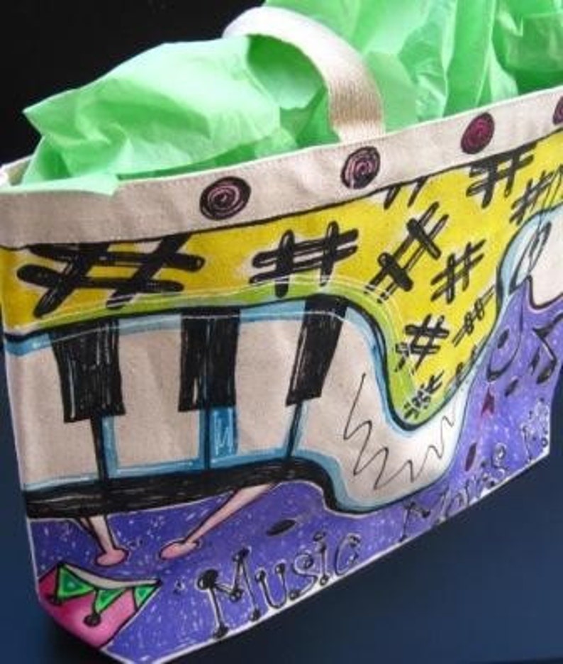 Music Canvas Tote Bag Shopping Bag Beach Bag Travel Bag Etsy