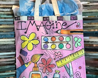Hand Painted Canvas Tote Bag: Personalized Art Bag