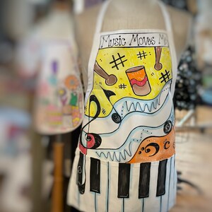 Custom Art Smock, Music Apron, Teacher Gift, Apron w/ Pockets, All ages apron, Cooking apron, Gardening apron, Waitress apron, Custom gift. image 9