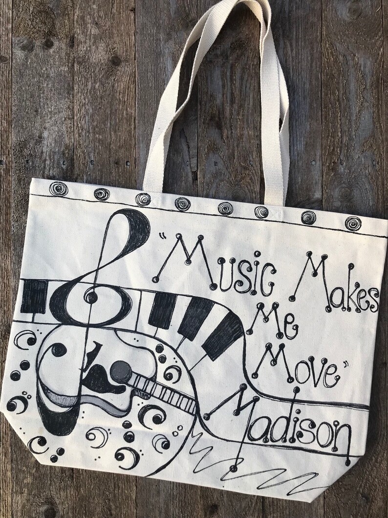Music Tote Book Bag Piano Bag Canvas Tote Bag Grocery Etsy