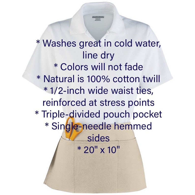 Garden waist apron, Clothing & Accessories, Waitress Apron, Teacher apron, Art apron, Money apron, Waist apron with pockets, Utility apron image 3