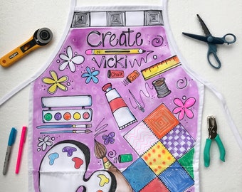 Artist Apron with pockets, Craft Apron, Gardener Apron, Cook Apron, Machine Washable, All sizes, Art customized aprons, Personalized Gift