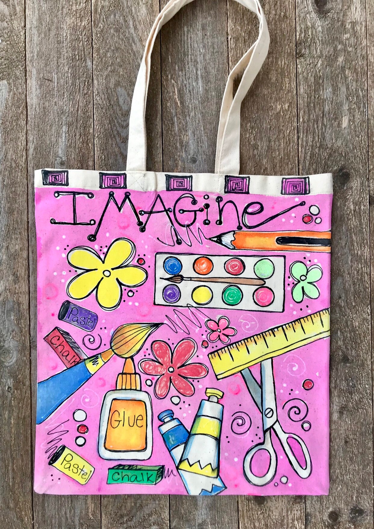 Hand Painted Canvas Art Tote Music bag Book bag Beach bag Etsy