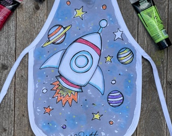Rocket Apron, Space Ship Apron, Apron for Boys, Aprons for Girls, Girls and Boys Smocks, Classroom Smocks, Art Room Bib's, Art room aprons