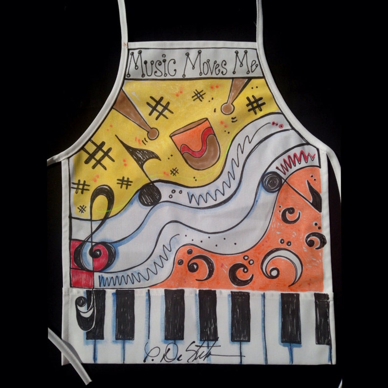 Custom Art Smock, Music Apron, Teacher Gift, Apron w/ Pockets, All ages apron, Cooking apron, Gardening apron, Waitress apron, Custom gift. image 2