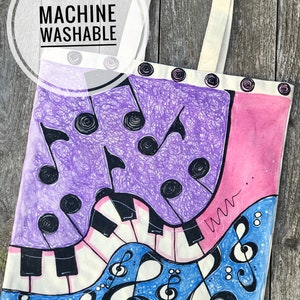 Back to School Bag, Music tote bag, Tote for music books, Shopping bag, Market bag, Reusable Shop Bag, Eco Tote Bag, Reusable Grocery Bag