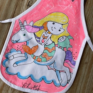 Personalized Hand-Painted Kids Apron: Custom Art Smock