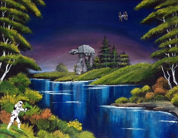 Invasion De Blue River Peinture Bob Ross Style Star Wars Etsy