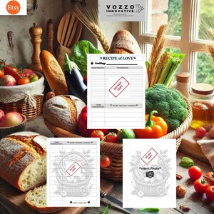 Recipe Book Page Template, Printable, Journal, Download, Planner