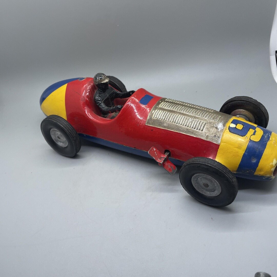 Vintage 1940‘s 50s Pagliuso Wind up Toy Race Car PAGCO JET Red #7 ...
