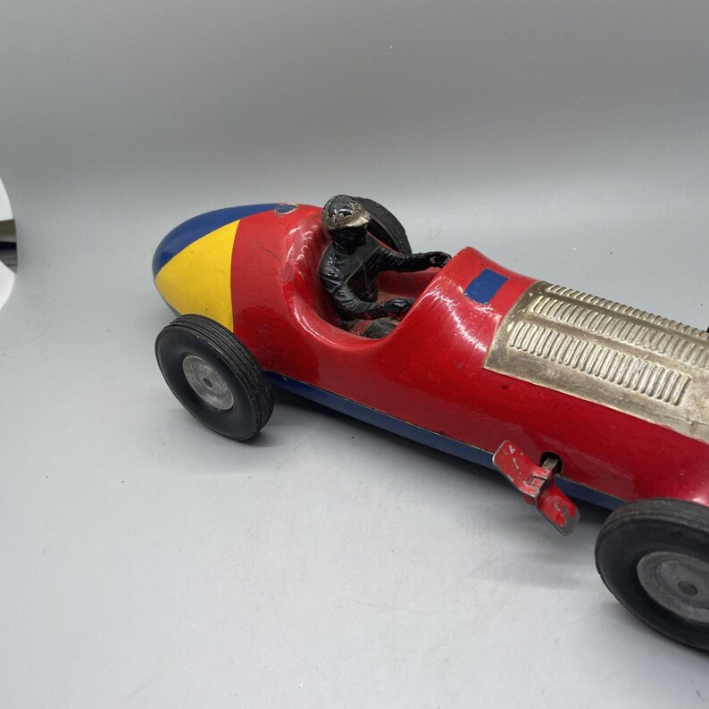 Vintage 1940‘s 50s Pagliuso Wind up Toy Race Car PAGCO JET Red #7 ...