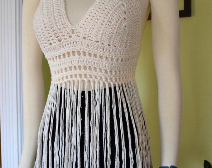 Crochet Fringe Halter Top / Festival Top / Gypsy Hippiebeach Etsy