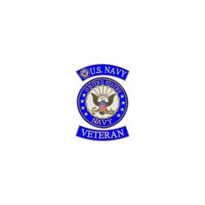 3 Piece US Navy Veteran Patch Set, Navy Blue Embroidered Sew On or Iron On Large Back Patches