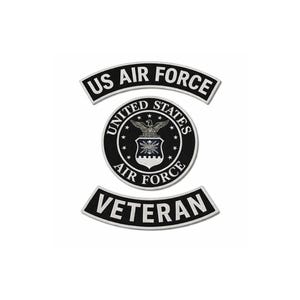 US Air Force Veteran Patch Set - Embroidered Biker Back Patches