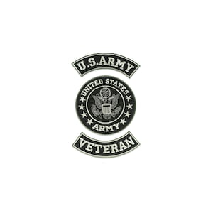 3-Piece Army Patch Set – White on Black with Olive Green Border | Military Tactical Embroidered Patches
