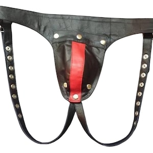 Men&#39;s Real Leather Jockstrap, Fetish, Club Leather Underwear, Sexy Thong, Adult, Codpiece, Fetish Underwear, Men Leather Underwear