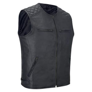 Men&#39;s Motorcycle Real Leather Vest Premium Leather Handmade Club, Diamond Quilted Leather Vest, Leather Biker Vest Motorbike Vest Cowhide