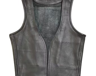 Men Real Leather Bartender Vest Cowhide Bar Waistcoat Open Front Vintage Style, Handmade – Gay Bar Vest, Bar Waistcoat Durability and Style