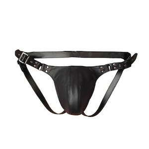 Suspensorio de cuero auténtico para hombre, fetiche, ropa interior de cuero para discotecas, tanga sexy, adulto, braguita, suspensorio de cuero, ropa interior de cuero para hombre