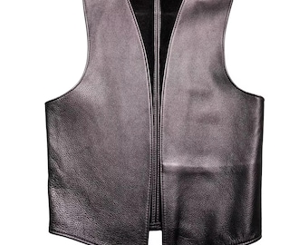Men Real Leather Bartender Vest Cowhide Bar Waistcoat Open Front Vintage Style, Handmade – Gay Bar Vest, Bar Waistcoat Durability and Style