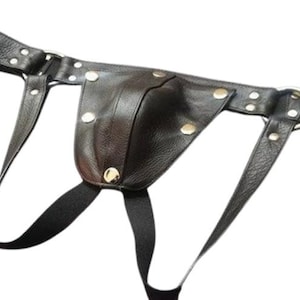 Men&#39;s Real Leather Jockstrap, Fetish, Club Leather Underwear, Sexy Thong, Adult, Codpiece, Fetish Underwear, Men Leather Underwear