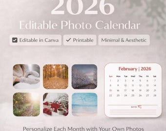 Plantilla de calendario 2026 en Canva / Calendario mensual imprimible