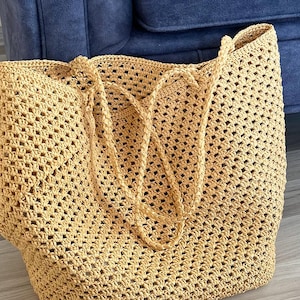 Patroon gehaakte raffia strandtas: eenvoudige boho-draagtas (pdf-patroon)