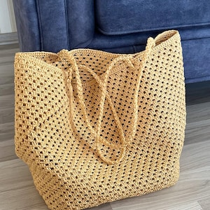 Patrón de bolso playero de rafia a crochet: Bolso bohemio fácil (patrón PDF)