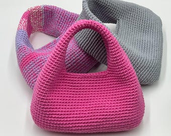 Loma Bag crochet pattern with video tutorial, cotton yarn handbag, crochet hobo bag, beginner and advanced DIY purse PDF