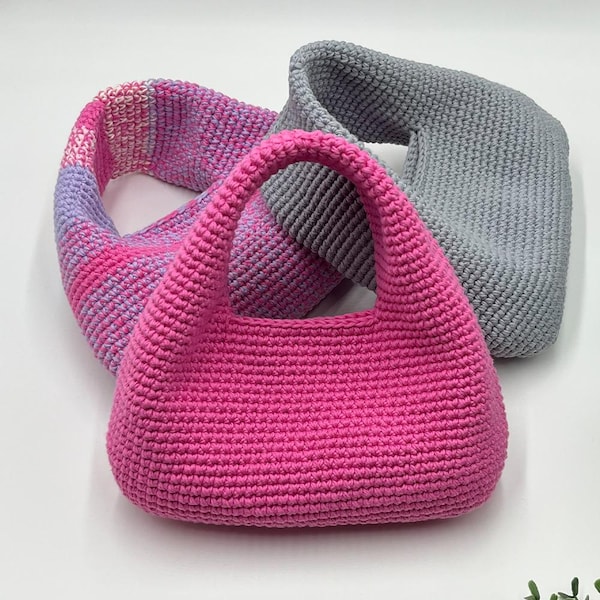 Loma Bag crochet pattern with video tutorial, cotton yarn handbag, crochet hobo bag, beginner and advanced DIY purse PDF