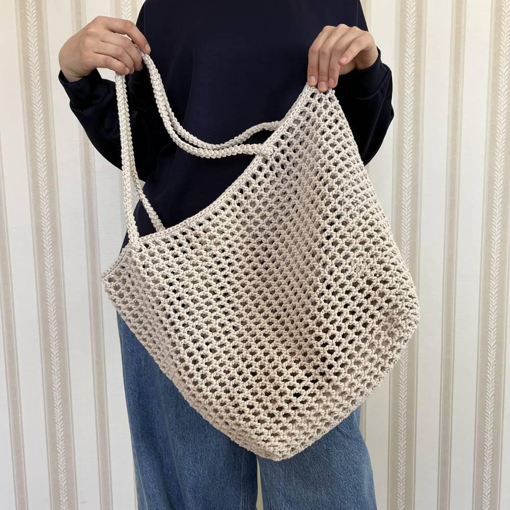 Mesh Crochet Tote Bag Pattern PDF, Reusable Market Bag DIY Tutorial ...