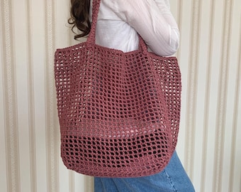 かぎ針編みメッシュトートバッグのパターン（PDFダウンロード） – 大型