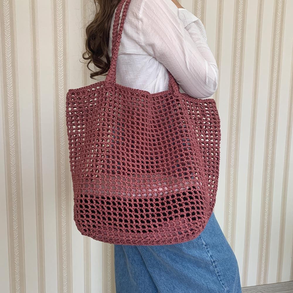 かぎ針編みメッシュトートバッグのパターン（PDFダウンロード） – 大型
