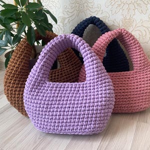 Nokka Bag grof haakpatroon met videotutorial, schoudertas van koordgaren, pdf-instructies voor doe-het-zelfportemonnee voor beginners en gevorderden