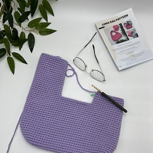 Haakpatroon voor de Loma Bag met videotutorial, handtas van katoengaren, gehaakte hobo-tas, doe-het-zelf tas voor beginners en gevorderden (PDF). afbeelding 8