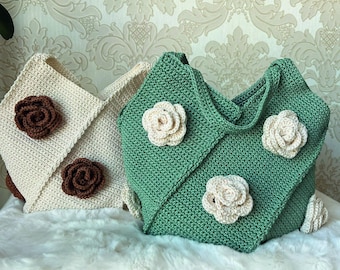 Crochet Handbag Pattern: 3D Flower Tote Bag (Digital Download PDF)