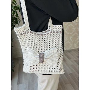 Crochet Bow Bag Pattern PDF, Stylish Tote Bag Tutorial, Digital Download, Beginner-Friendly DIY Bag Design, Handmade Gift Idea Pattern