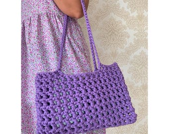 Crochet T-Shirt Yarn Bag Pattern: Easy Boho Tote DIY (PDF Pattern)