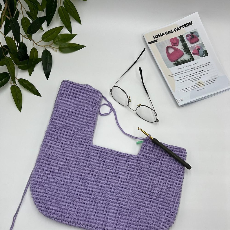 Loma Bag Crochet Pattern, Cotton Yarn Handbag, Shoulder Bag, Beginner DIY Purse PDF with Video Tutorial image 14