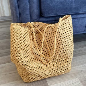 Crochet Raffia Beach Bag Pattern: Easy Boho Tote (PDF Pattern)