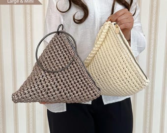 Crochet Pyramid Bag Pattern: T-Shirt Yarn Triangle Bag (PDF Digital Download)