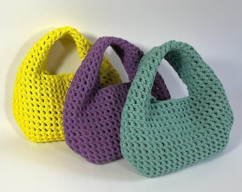 Brisa Bag crochet pattern with video tutorial, T-shirt yarn summer bag, crochet shoulder bag, beginner and advanced DIY purse PDF