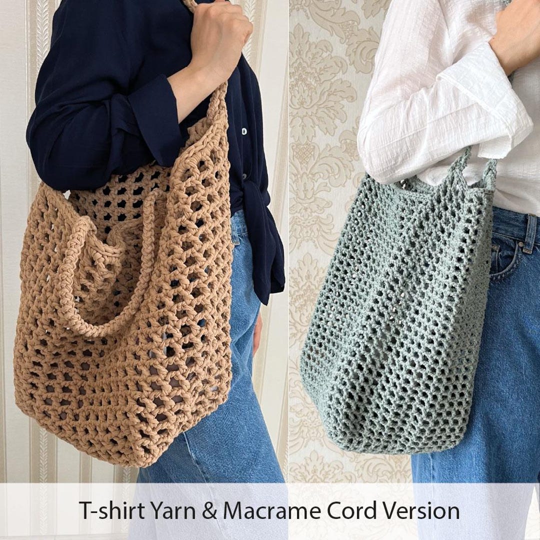 Crochet Mesh Tote Bag Pattern PDF, Easy Market Bag Crochet Pattern ...