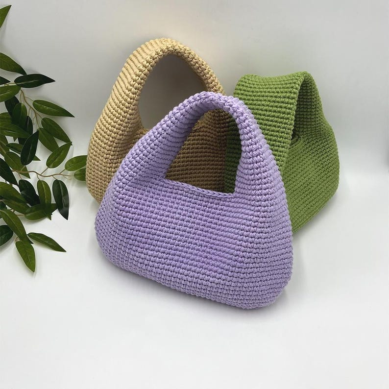 Haakpatroon voor de Loma Bag met videotutorial, handtas van katoengaren, gehaakte hobo-tas, doe-het-zelf tas voor beginners en gevorderden (PDF). afbeelding 2