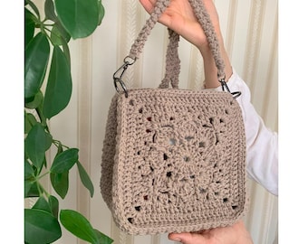 Boho Crochet Granny Square Bag Pattern PDF • Digital Shoulder Bag Tutorial • Handmade Retro Purse DIY • Instant Download Pattern