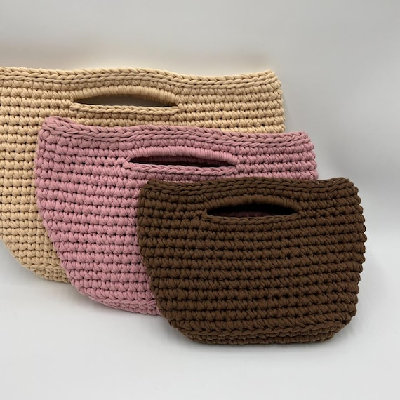 Tote Bag Crochet Pattern | Chunky T-Shirt Yarn Handbag, 3 Sizes PDF, Video Tutorial Included, Beginner & Advanced, US Terms