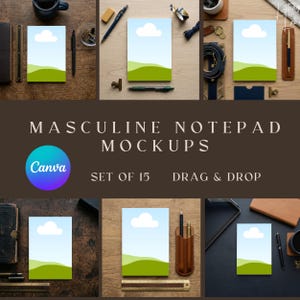May include: A collection of fifteen rectangular notepads featuring a graphic illustration of a white cloud against a light blue sky above rolling green hills. The notepads are displayed in various settings with office supplies like pens and rulers.